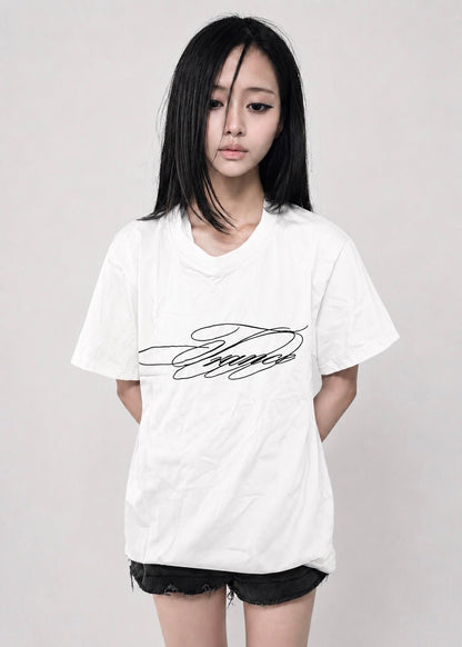 Calligraphy Tee (Bone) - lostintrance