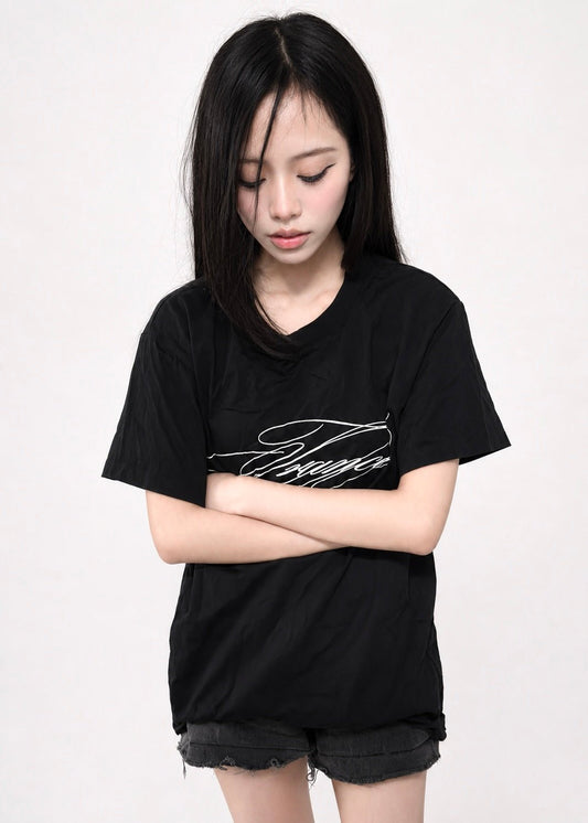 Calligraphy Tee (Noir) - lostintrance