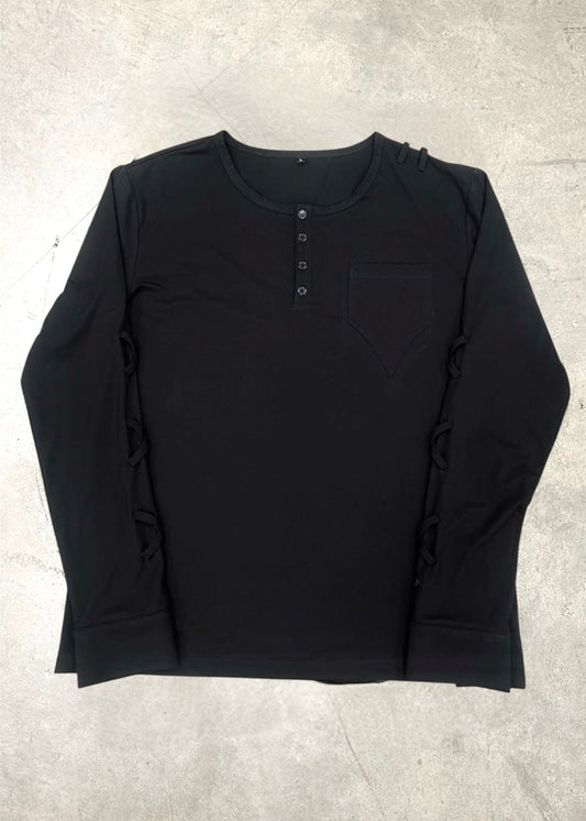 'Symbiote' Henley Shirt (Noir) - lostintrance